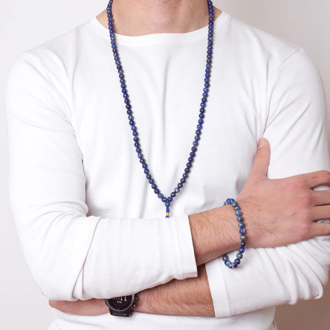 Lapis Lazuli Mala Bead Necklace
