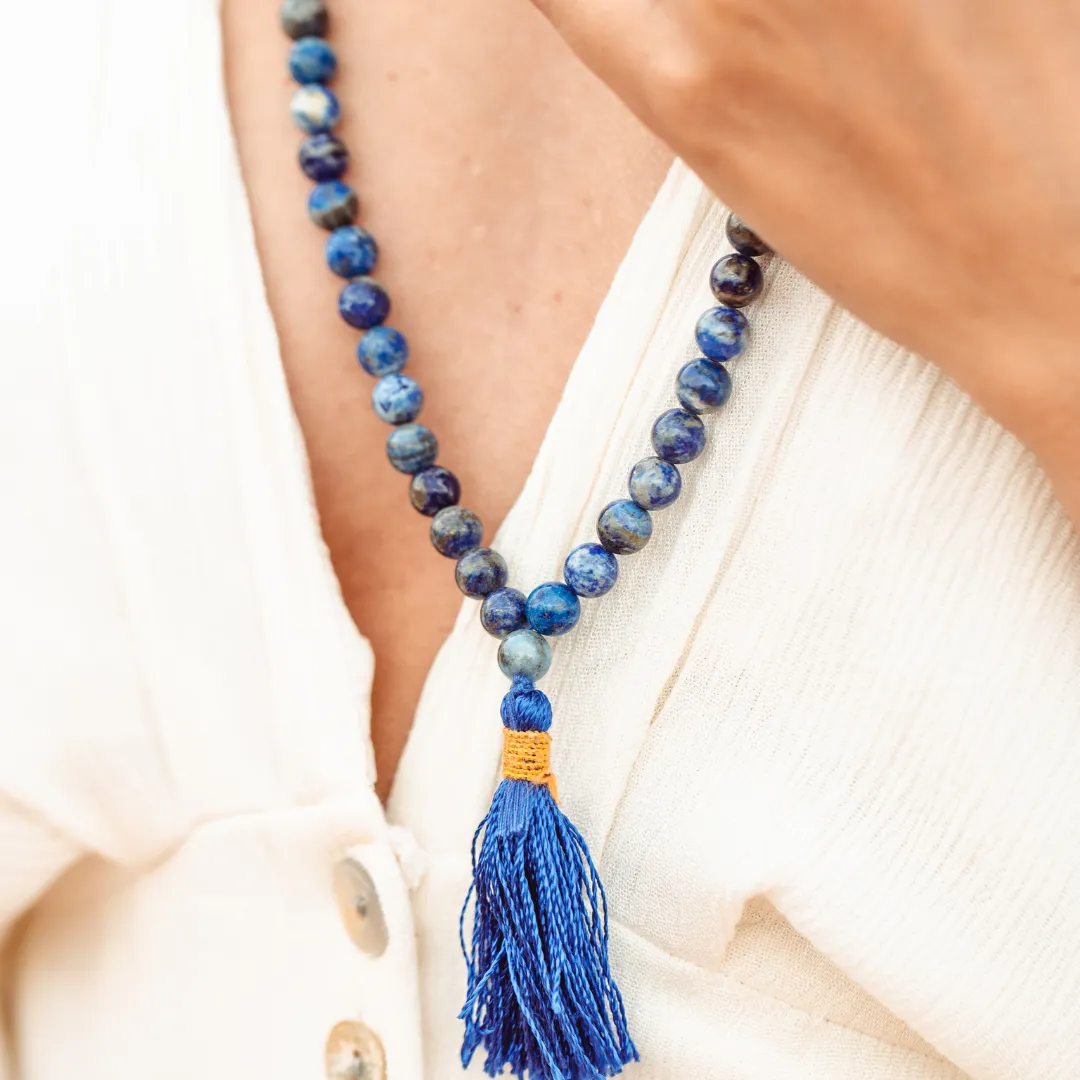 Lapis Lazuli Mala Bead Necklace