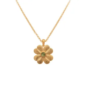 Lucky Clover Peridot Reversible Pendant Necklace 24K Gold Vermeil