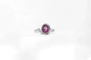 One of a Kind | Handmade Sterling Silver Rosecut Pink Star Sapphire Ring Size 7.5