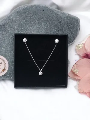 Round Stud CZ Sterling Silver Jewellery Set