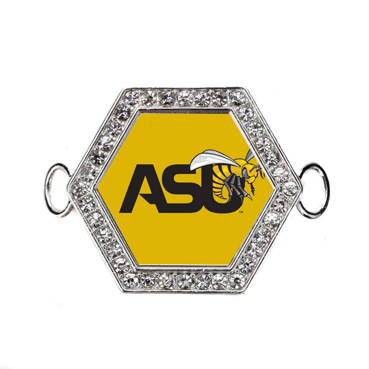 Silver Alabama State University [NCAA] Hexagon Charm Bangle Bracelet