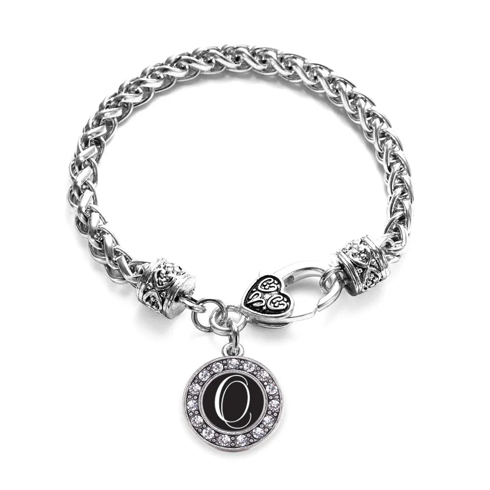 Silver My Script Initials - Letter O Circle Charm Braided Bracelet