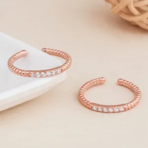 Silver Rose Twisted Stone Toe Ring