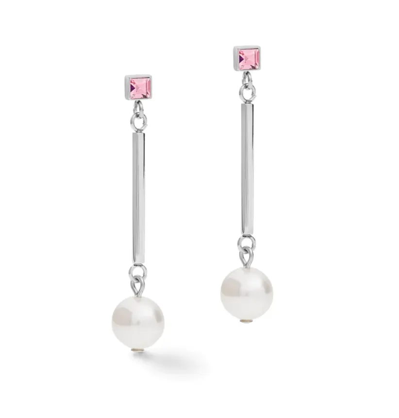 Soft Pink & European Crystal Pearls on Stainless Steel Set