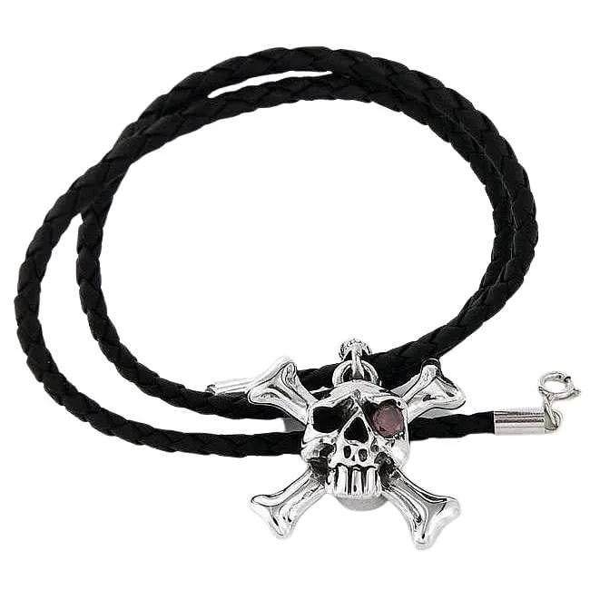 Sterling Silver Crossbone Skull Pendant Necklace