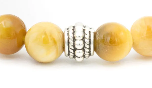 Sterling Silver Golden Tigers Eye Balinese Natural Gemstone Bracelet