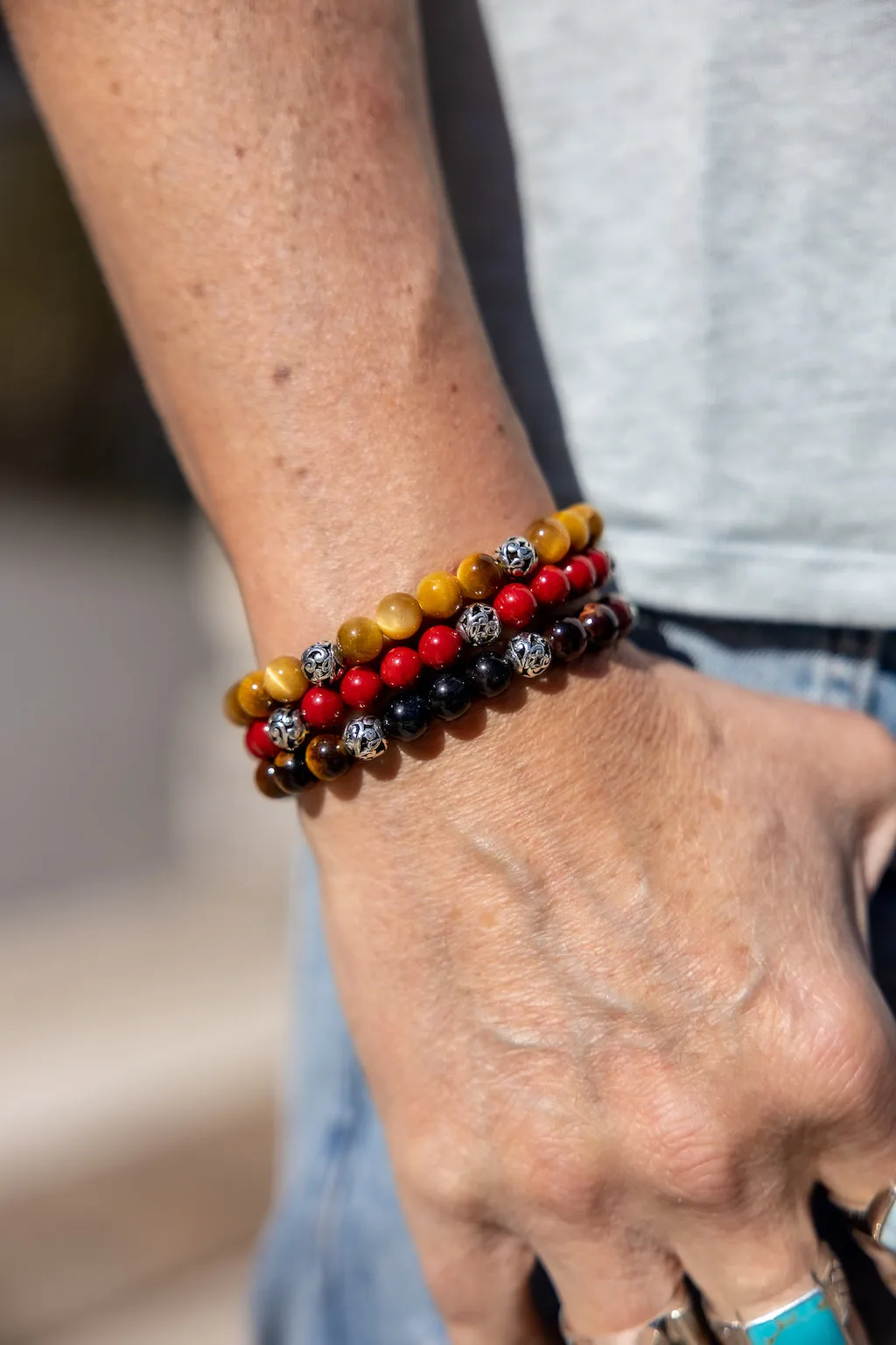 Sterling Silver Golden Tigers Eye Balinese Natural Gemstone Bracelet