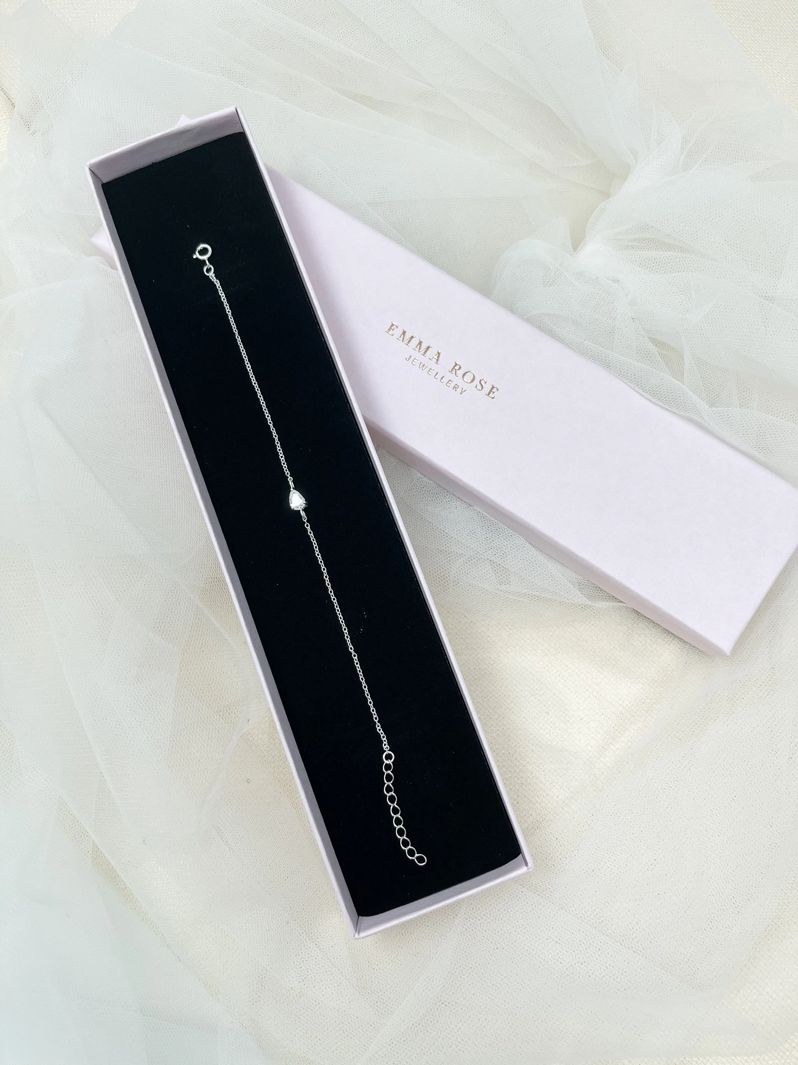 Sterling Silver Pear Stud Bracelet