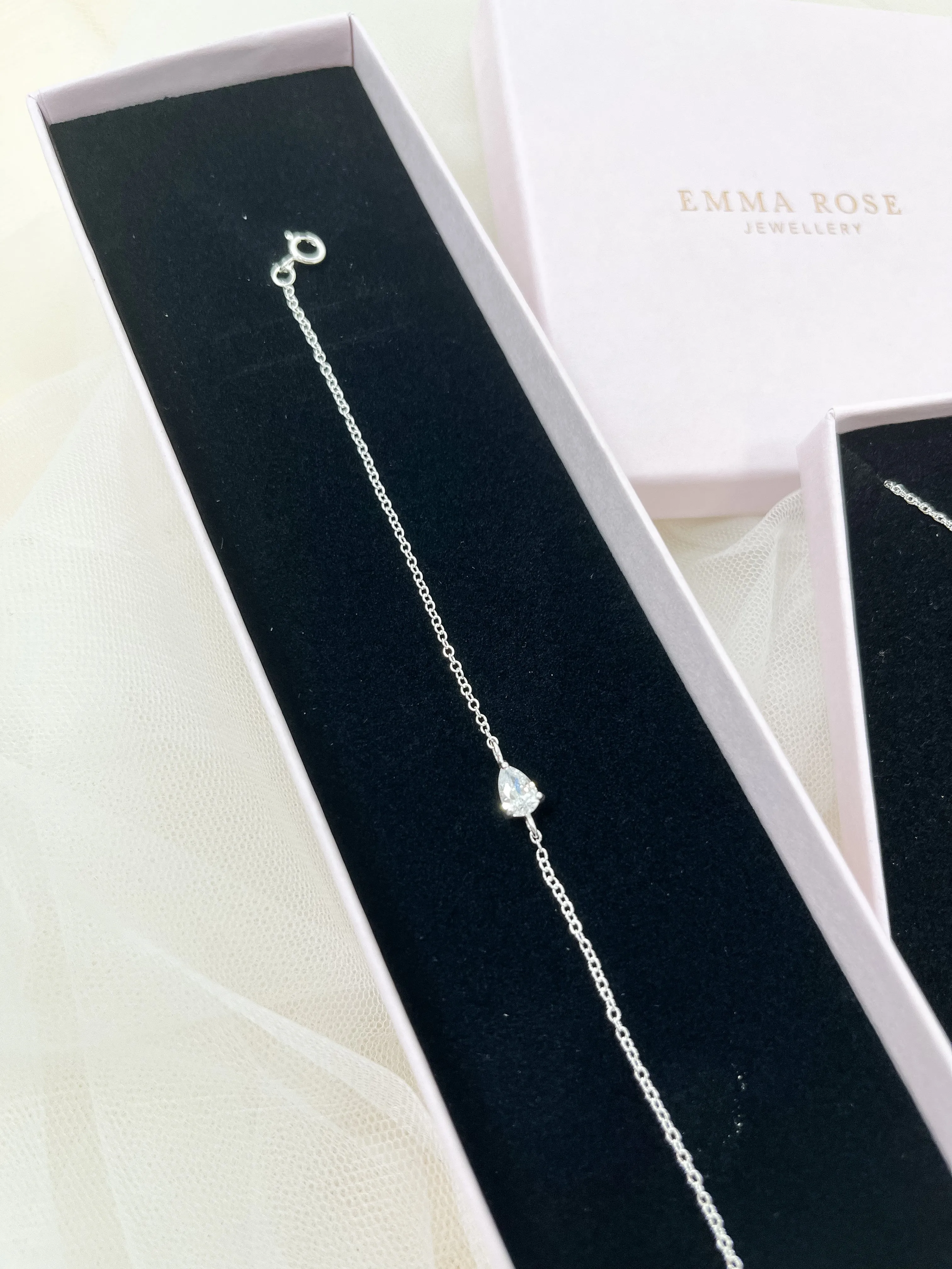 Sterling Silver Pear Stud Bracelet