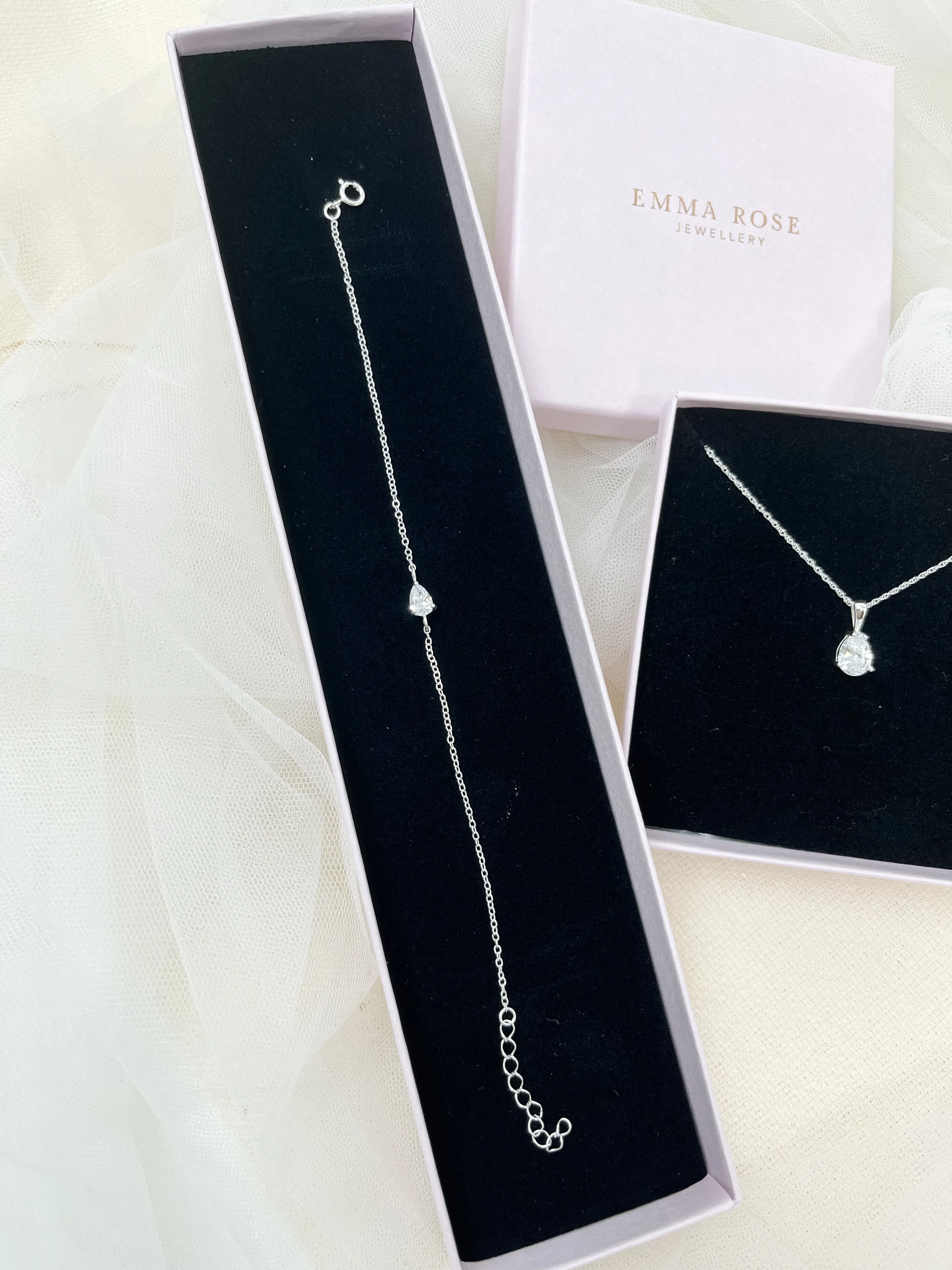 Sterling Silver Pear Stud Bracelet