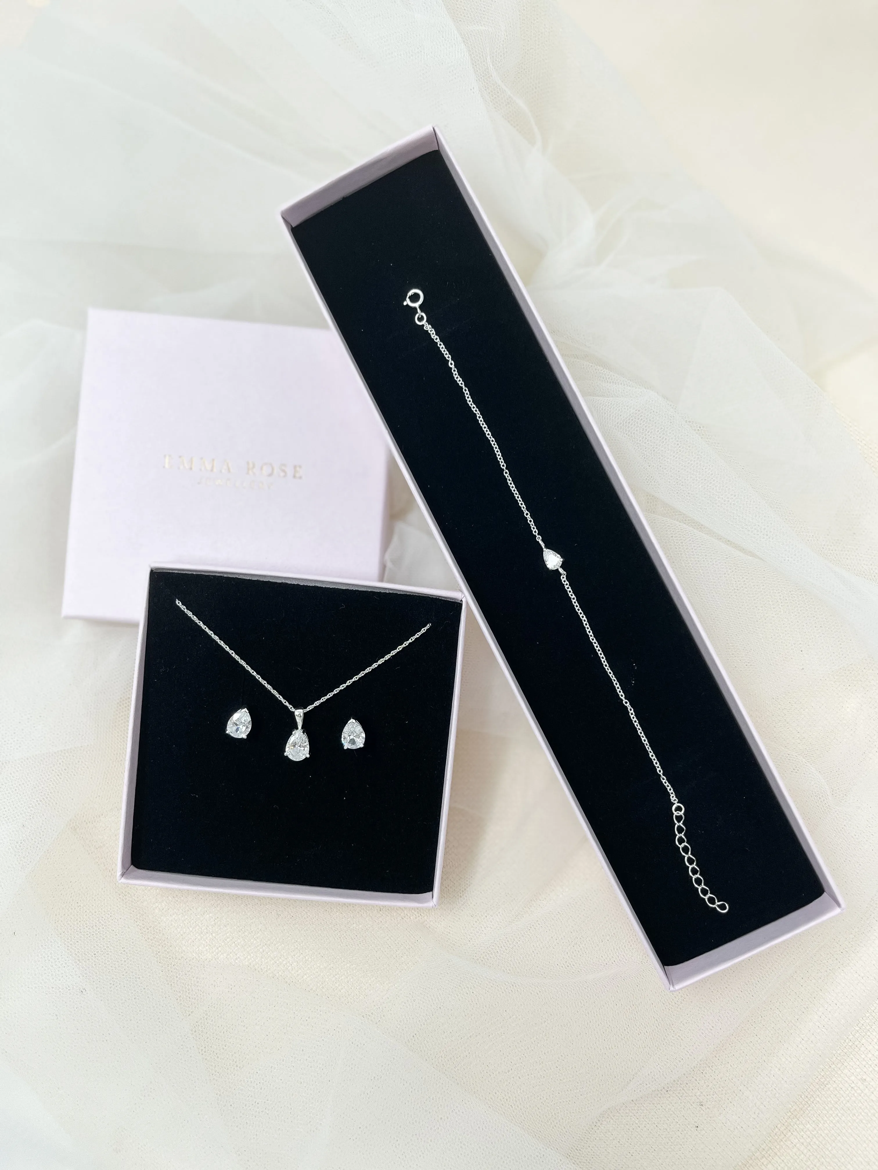 Sterling Silver Pear Stud Bracelet