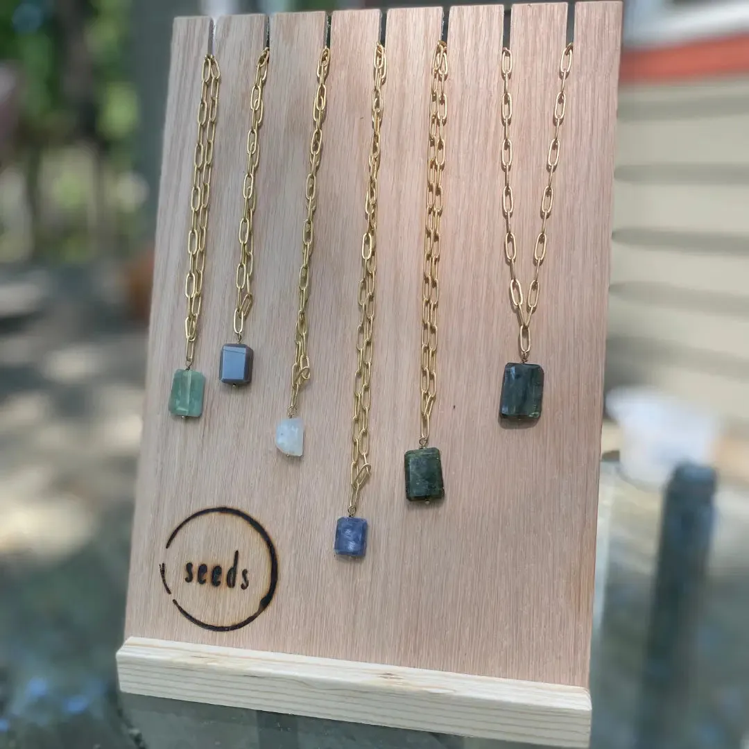 Stone Paperclip Chain Necklace