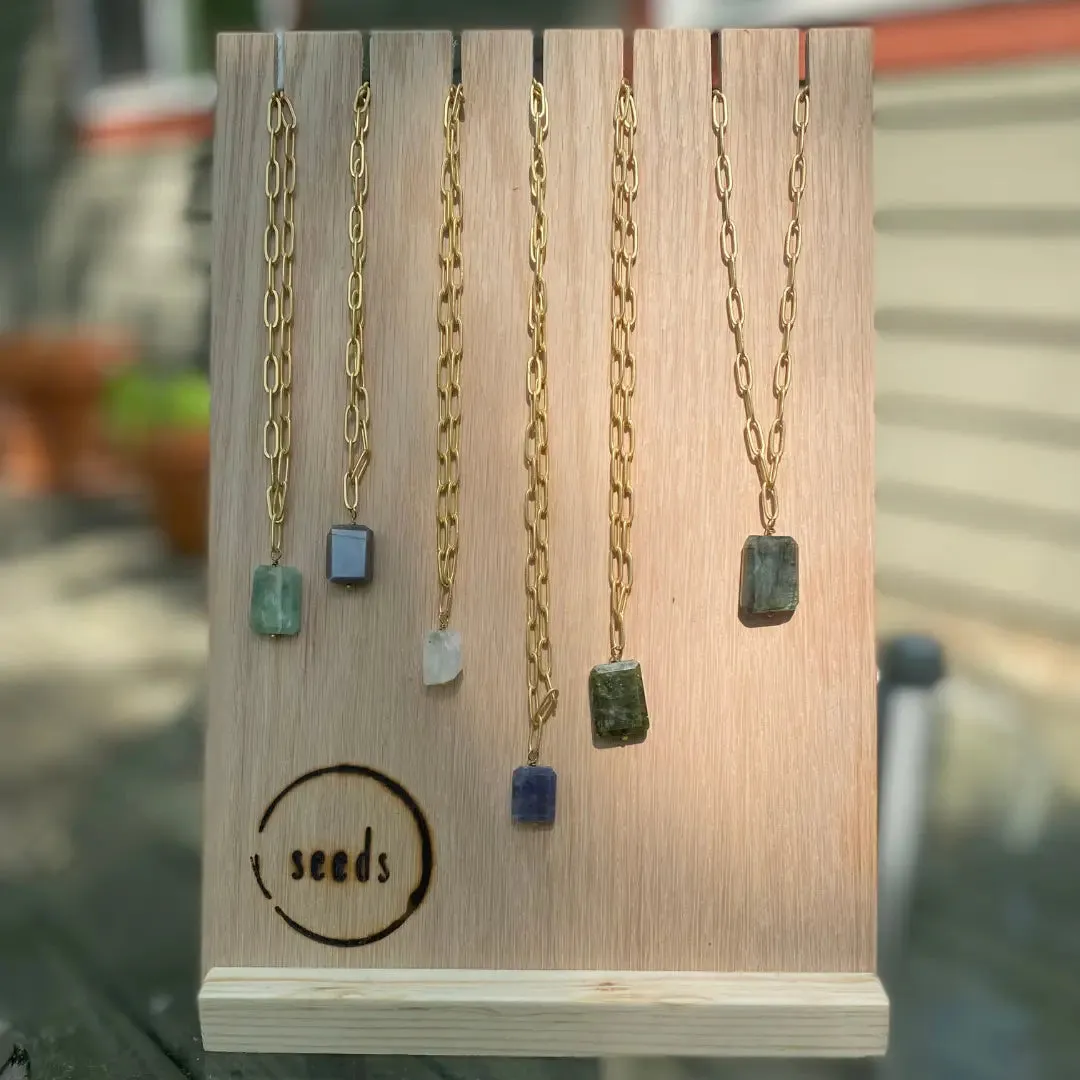 Stone Paperclip Chain Necklace