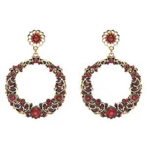 Striking Fashion Crystal Rhinestone Intricate Arrangement Earrings ER828 Red