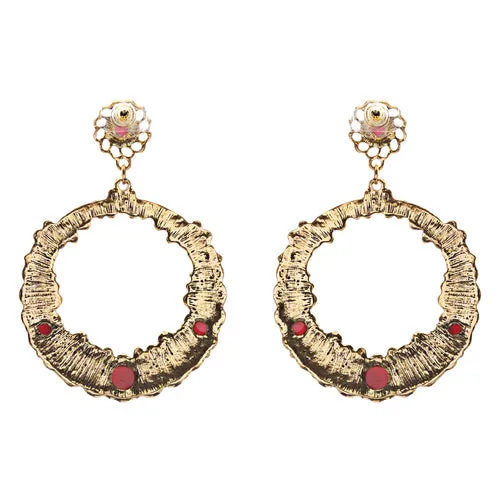 Striking Fashion Crystal Rhinestone Intricate Arrangement Earrings ER828 Red