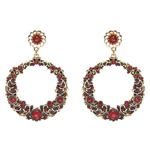 Striking Fashion Crystal Rhinestone Intricate Arrangement Earrings ER828 Red