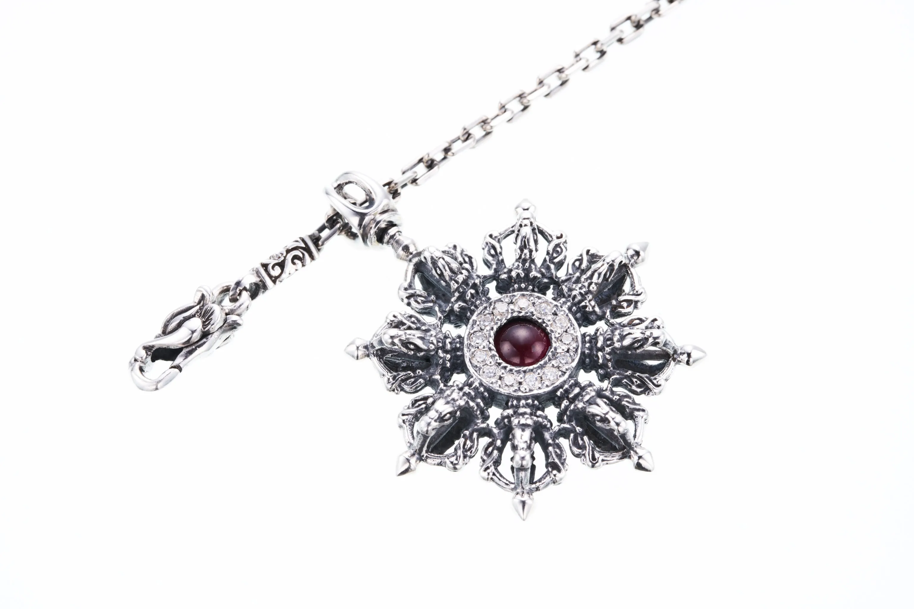 Wheel Dorje : S (Garnet) : Necklace Chain Set