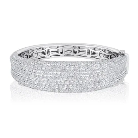 Wide Diamond Bangle Bracelet